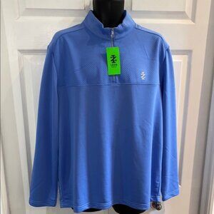 IZOD Golf Men's Blue Quarter-Zip Long Sleeve Shirt Size Large